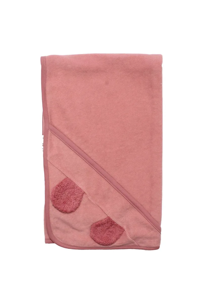Unisex Pembe Polar Kulaklı Battaniye 90x90 cm