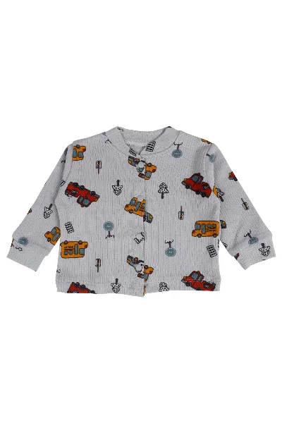 Erkek Bebek Gri Araba Baskılı 2'li Pijama Takımı