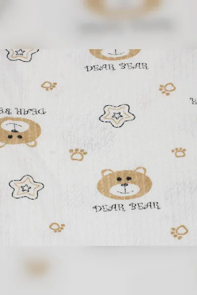 Erkek Çocuk Beyaz Kahve Yıldızlı Ayılı Desenli 2'li Pijama Takımı