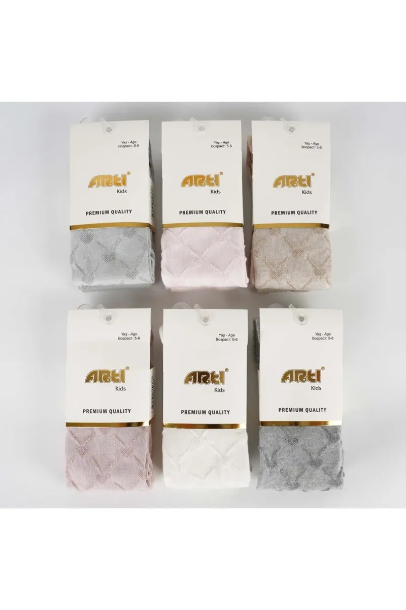 Artı Kalp Kabartmalı Kız Külotlu Çorap 340023 Asorti