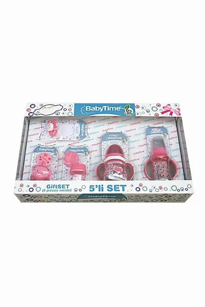 Babytime Pembe 5 li Hediyelik Yenidoğan Biberon Seti