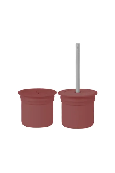 OiOi Ham+Hüp Pipetli Silikon Bardak Seti Velvet Rose / Powder Grey