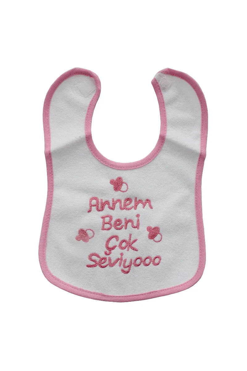 Annem Beni Çok Seviyoo Yazılı Pembe Su Geçirmez Önlük