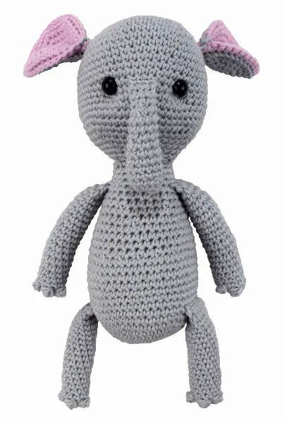 Amigurumi Sevimli Gri Renk Fil Organik Oyuncak