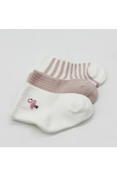 Bistyle Flamingo Girl 3'lü Penye Soket Çorap 10136 Ekru