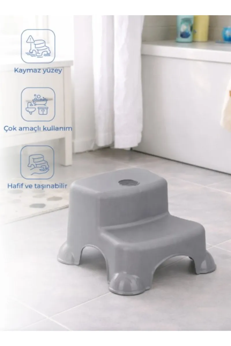 BabyJem Çok Amaçlı Katlı Basamak 516 (Yeni) Soft Gri