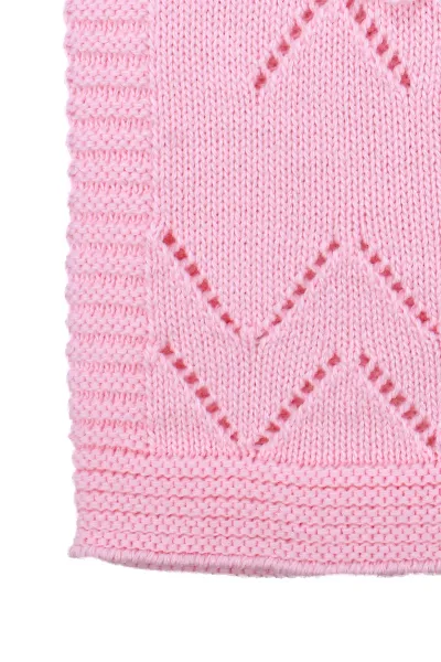 Lüx Pembe Kurdeleli Kız Bebek Triko Yelek