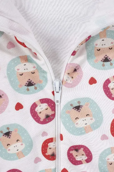 Unisex Yeşil Biyeli Zürafa Desenli Uyku Tulumu