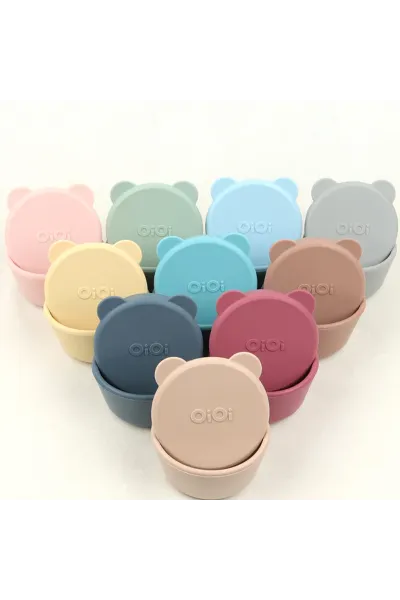 OiOi Silikon Kapaklı Mini Kase 2'Li Mini Bites Deep Blue / Powder Grey