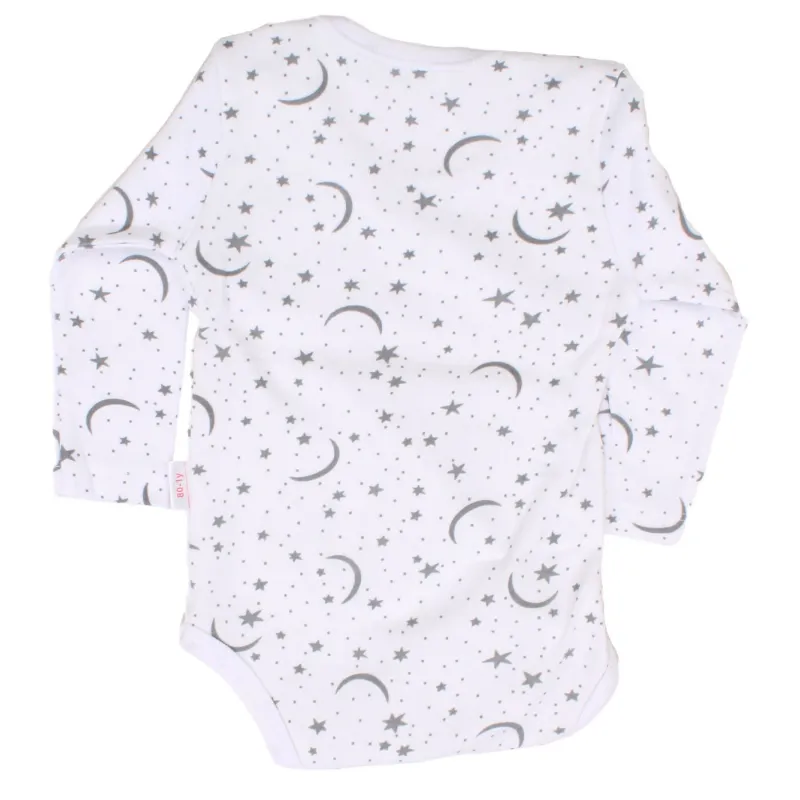 Unisex Ekru Ayyıldız Desenli Uzun Kollu  Zıbın