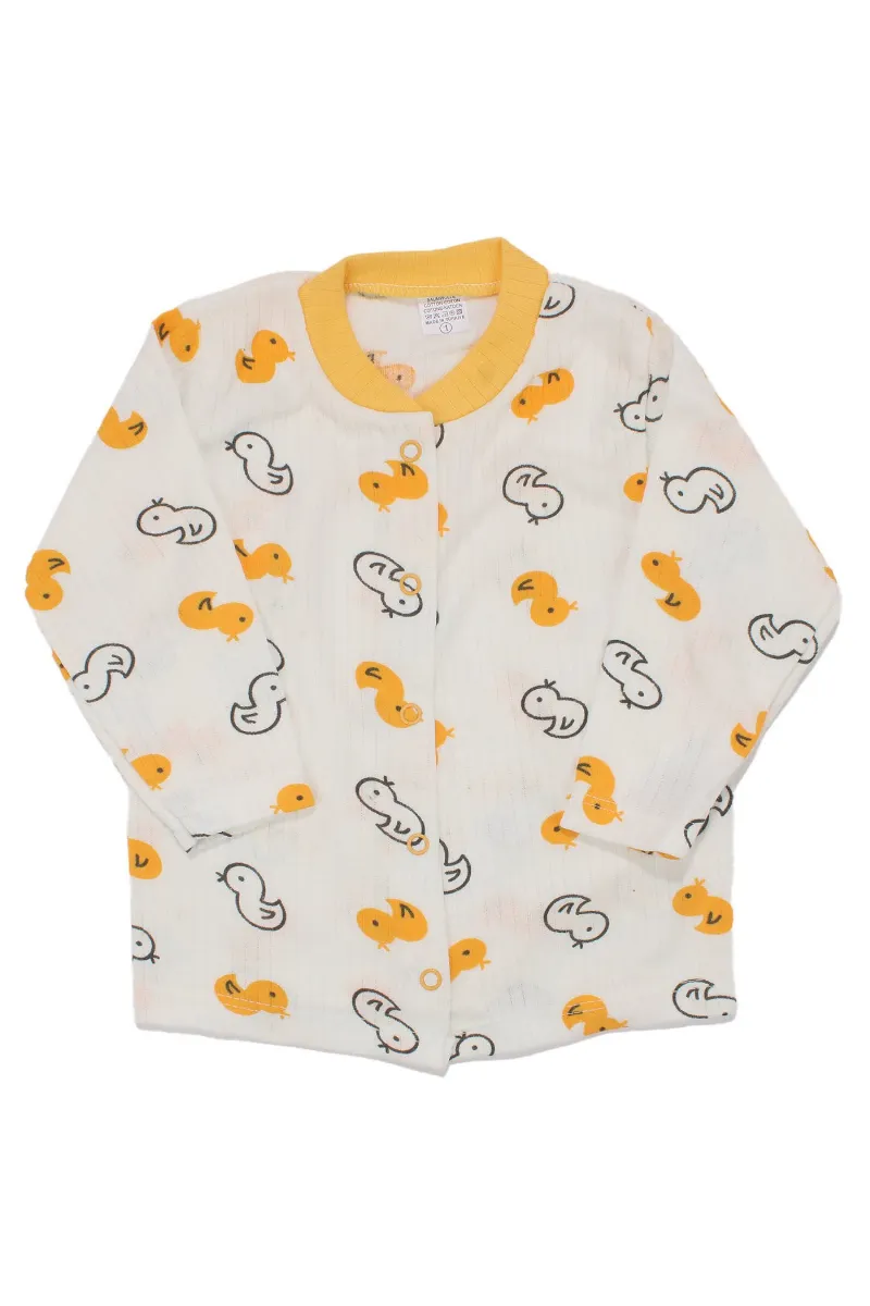 Ekru Sarı Ördekli Çıtçıtlı Pijama Takımı