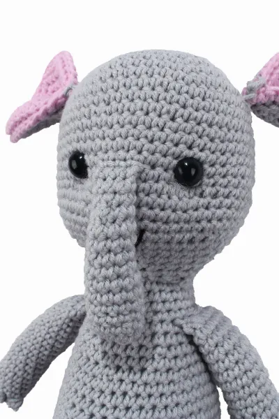 Amigurumi Sevimli Gri Renk Fil Organik Oyuncak
