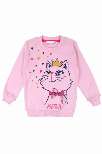 Kız Bebek Pembe Laci Kedi Baskılı 2'li Takım