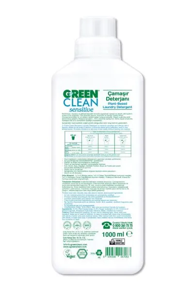 Green Clean Sensitive Parfümsüz Bitkisel Çamaşır Deterjanı 1000 ml