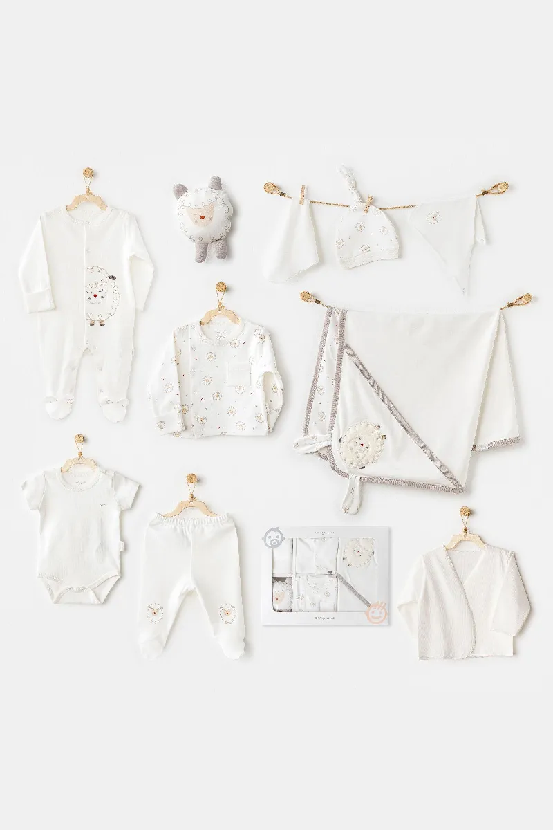 Andywawa AC25561 Newborn Set Tinny Ships 10'Lu Hastane Çıkışı Ekru