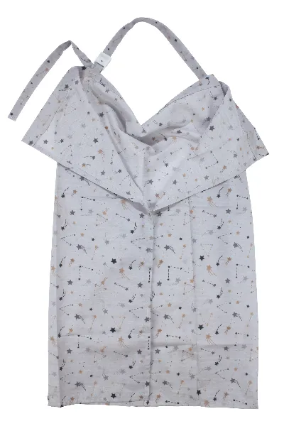 Unisex Gri Kahve Küçük Yıldız Desenli Emzirme Önlüğü