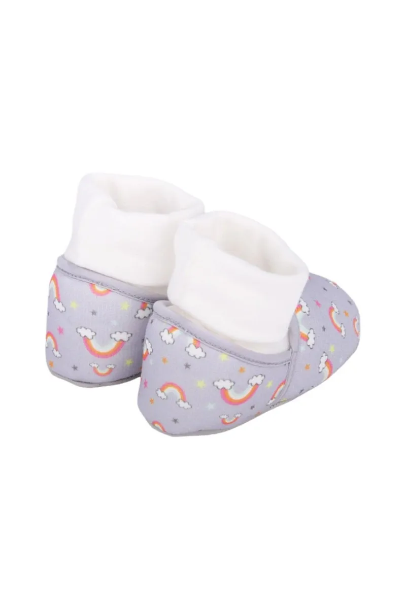 Unisex Gri Gökkuşağı Desenli Panduf