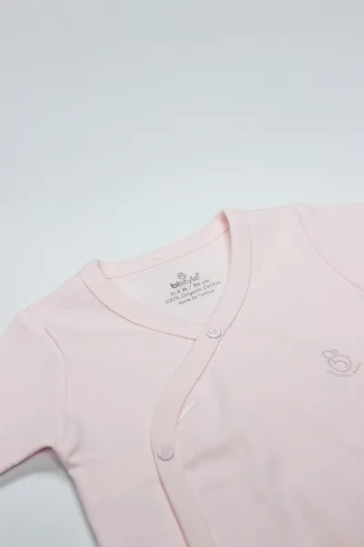Bistyle Organik Natural Basic Style Kruvaze Uzun Kol Body BS17102 Pembe