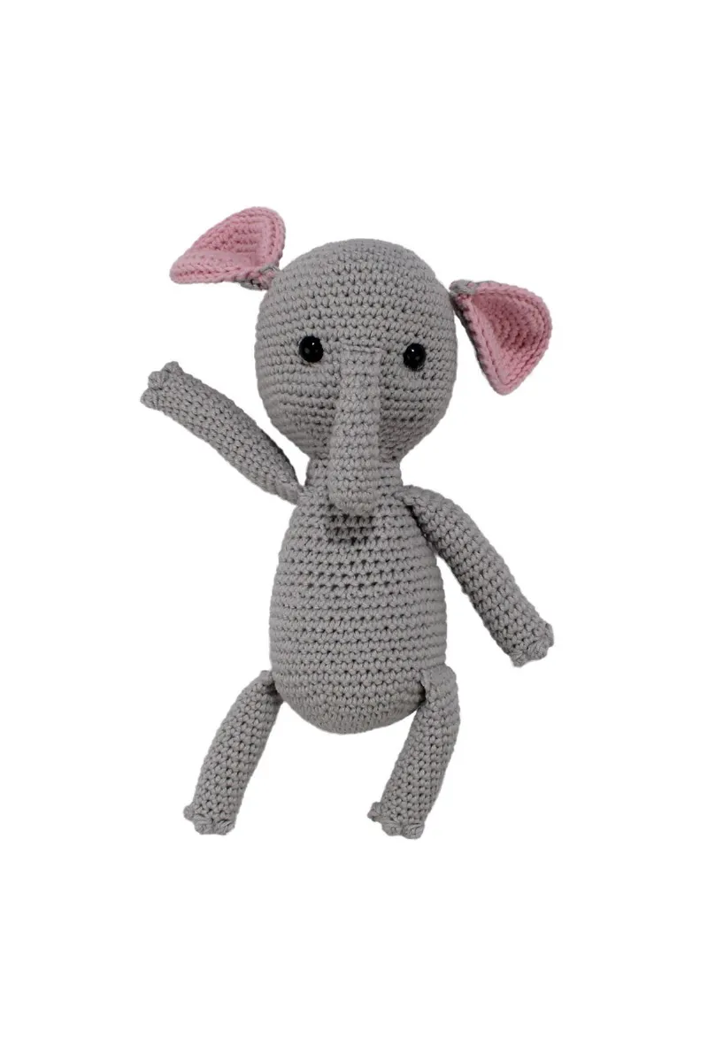 Amigurumi Sevimli Gri Renk Fil Organik Oyuncak
