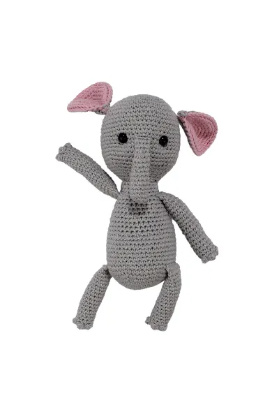 Amigurumi Sevimli Gri Renk Fil Organik Oyuncak