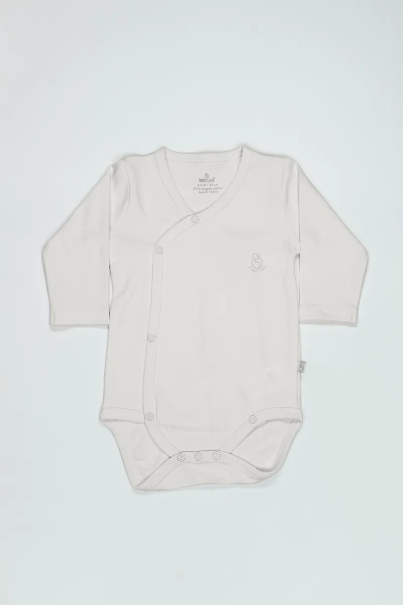 Bistyle Organik Natural Basic Style Kruvaze Uzun Kol Body BS17102 Ekru
