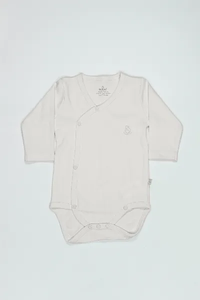 Bistyle Organik Natural Basic Style Kruvaze Uzun Kol Body BS17102 Ekru
