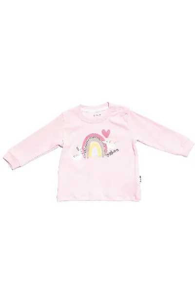 Kız Bebek Pudra Güneş Gökkuşağı Baskılı 2'li Body Set