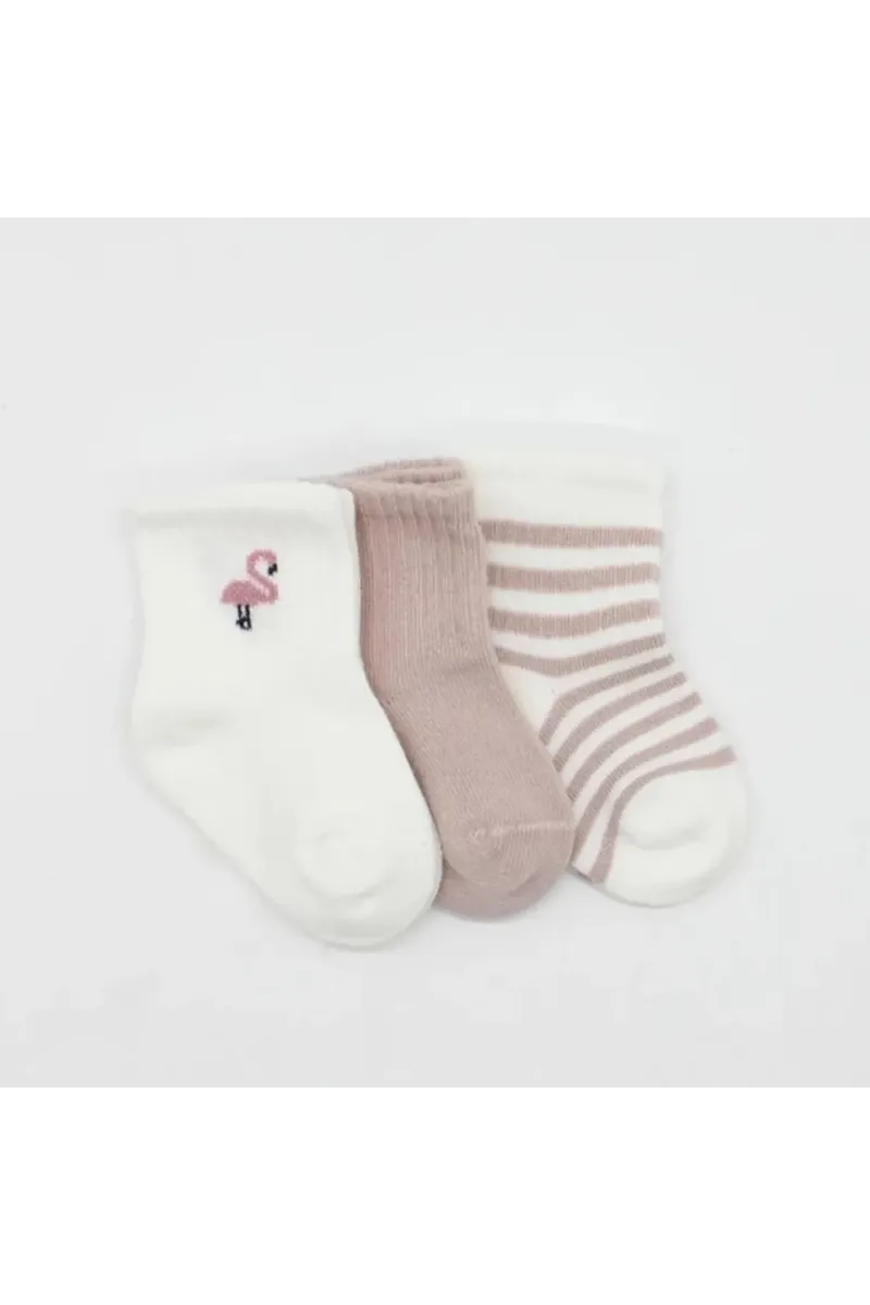 Bistyle Flamingo Girl 3'lü Penye Soket Çorap 10136 Ekru