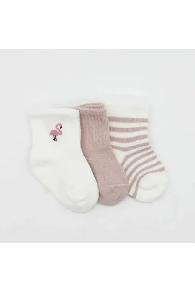 Bistyle Flamingo Girl 3'lü Penye Soket Çorap 10136 Ekru