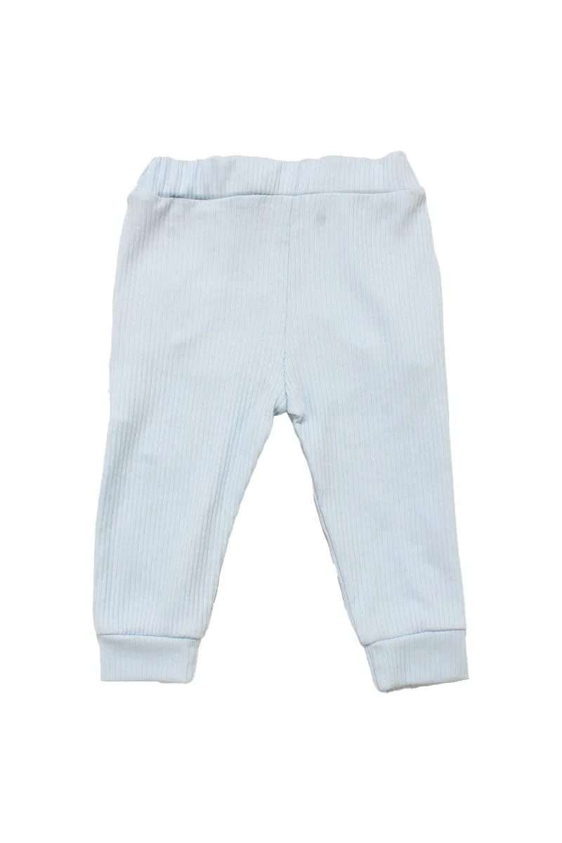 Unisex Mavi Fitilli Cepli Penye Pantolon Tek Alt