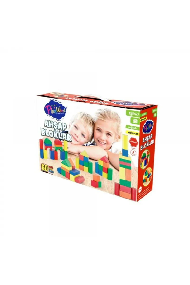 PlayWood Renkli Ahşap Bloklar 60 Parça