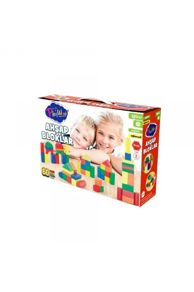 PlayWood Renkli Ahşap Bloklar 60 Parça
