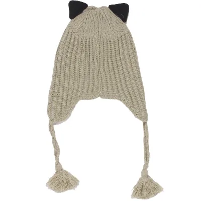 Kız Çocuk Haki Leopar Kulaklı Lovers Yazılı Atkı Bere Takımı 4-8 Yaş