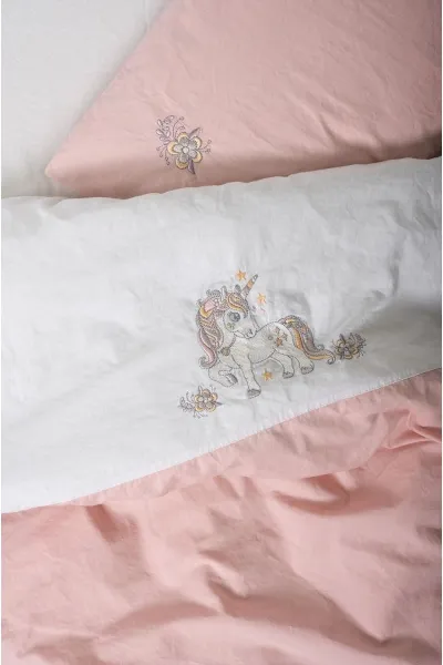Cotton Box Cuddly Nakışlı Bebek Nevresim Takımı Beyaz