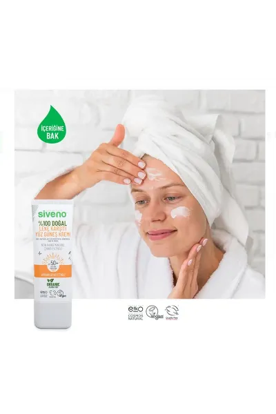 Siveno %100 Doğal Leke Karşıtı SPF 50+ Yüz Güneş Kremi
