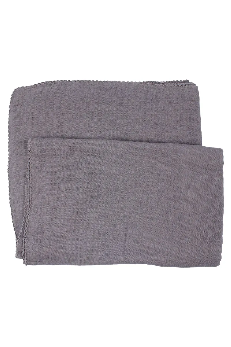 Unisex Gri 4 Kat Biyeli Müslin Battaniye 80x100cm