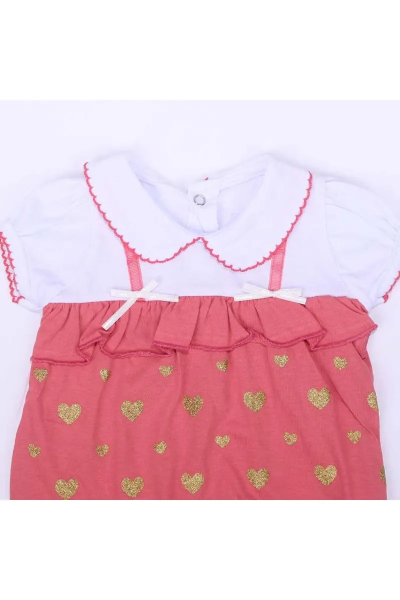Kız Bebek Beyaz Nar Çiçeği Simli Kalpli Tulum