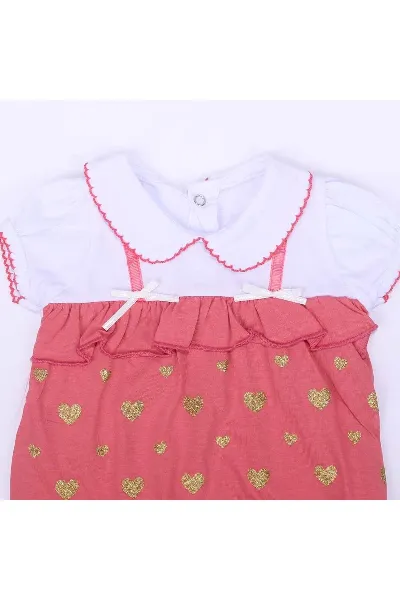 Kız Bebek Beyaz Nar Çiçeği Simli Kalpli Tulum