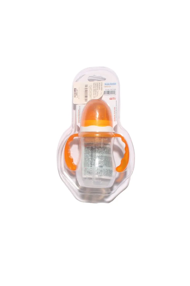 Babytime Turuncu Damla Akıtmaz Kuplu Bardak Biberon 250 ML