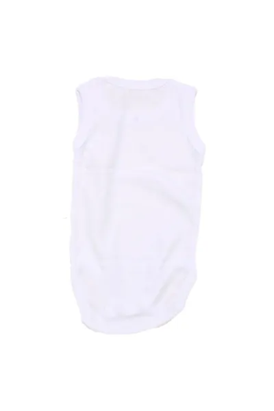 Unisex Beyaz Raporlu Kısa Kol Çıtçıtlı Body Zıbın