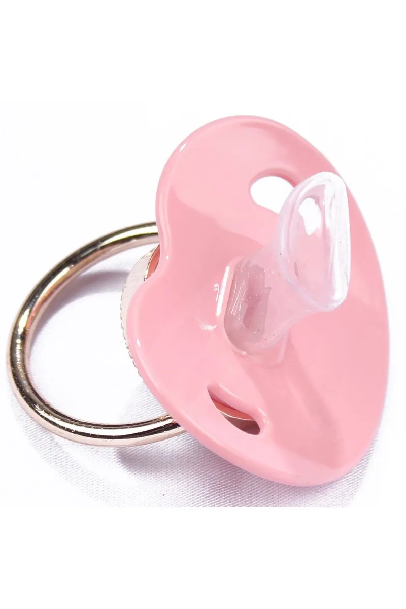 Pembe Gold Kanatlı Taşlı Zincirli Emzik