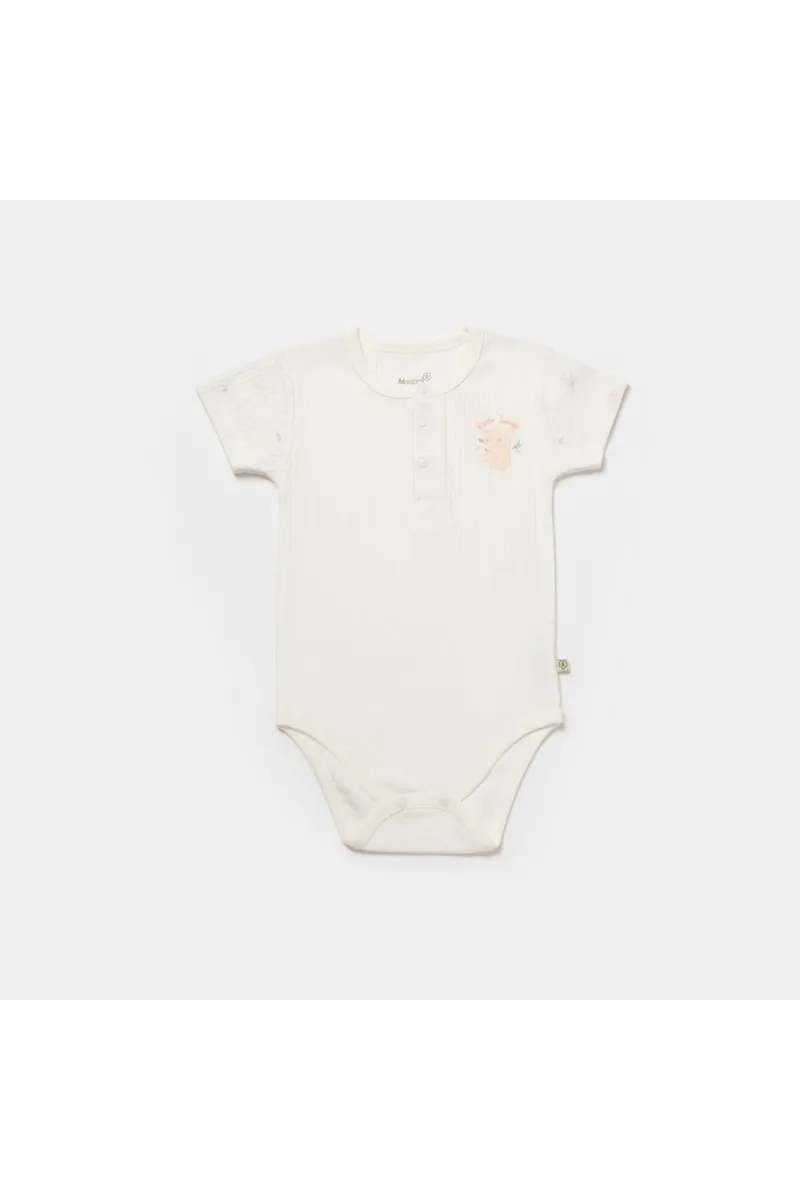 Bibaby Biorganic Koala Jungle Kısa Kol Bebek Body 56972 Pembe