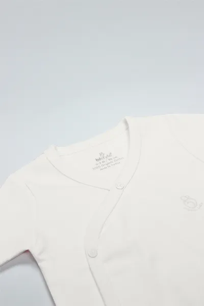 Bistyle Organik Natural Basic Style Kruvaze Uzun Kol Body BS17102 Ekru