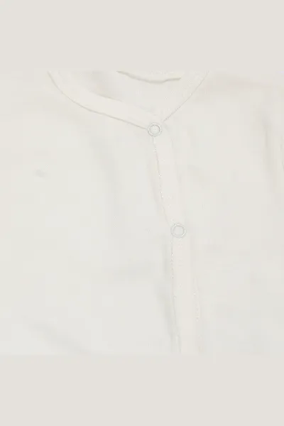 Unisex Ekru Yandan Çıtçıtlı Patikli Pamuklu Tulum 3-6 Ay