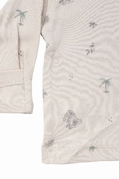 Unisex Bej Koala Desenli Organik Üçlü Pijama Takımı