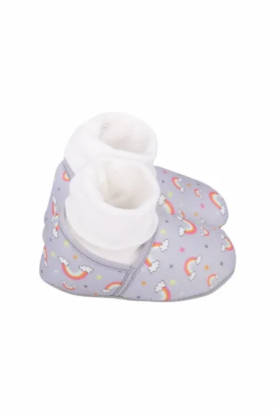 Unisex Gri Gökkuşağı Desenli Panduf