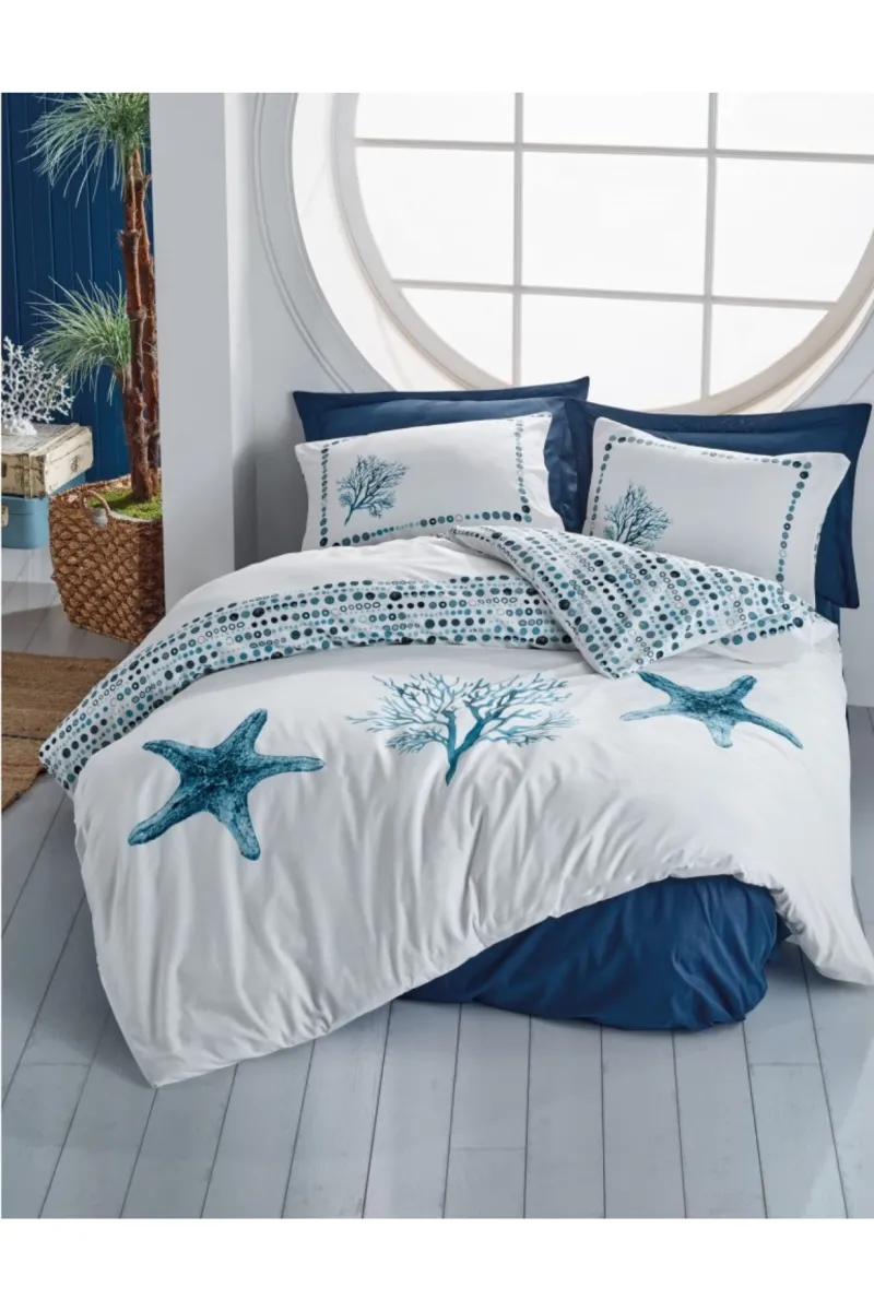 Cotton Box Maritime Nevresim Takımı Tek Kişilik Star Lacivert