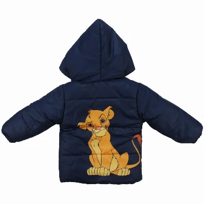 Lacivert Simba Baskılı Kapşonlu Mont