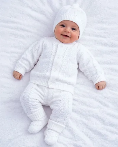 Beyaz Bebek Triko 4 lü Takım