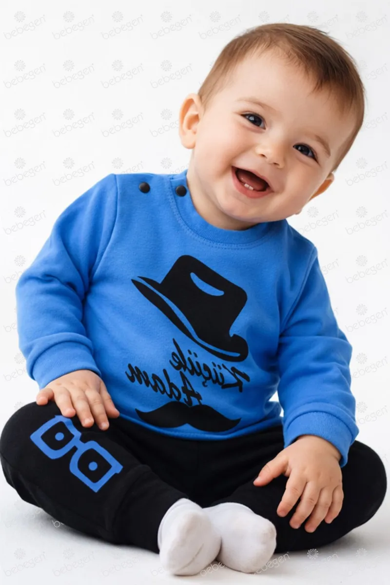 Küçük Adam Mavi Siyah 2 li Erkek Bebek Takım